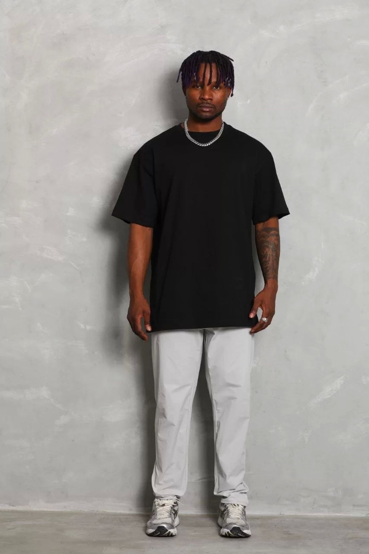 CVS Unisex Oversize Düz Bisiklet Yaka T-Shirt - Siyah