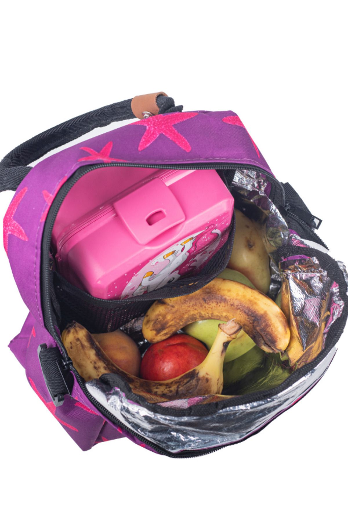 Bagimoo-Purple Star Pattern Thermal Bag with Strap - Thermal Insulation and Waterproof, Meal Carrying and Lunch Box 3