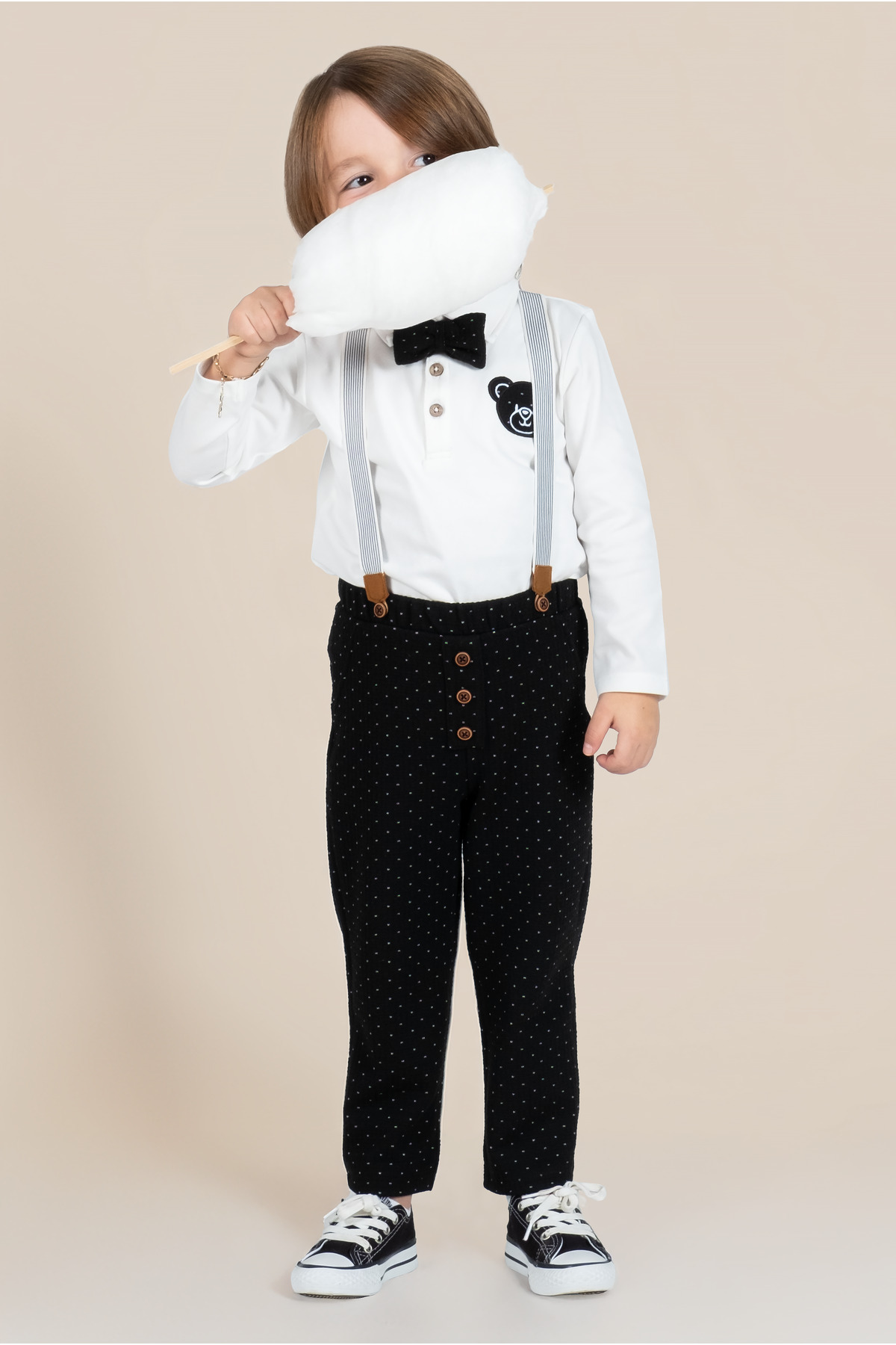 Kyron Erkek Çocuk Ekru Papyonlu ve Askılı 4'lü Takım - Şık Özel Gün Kombini fotoğrafı 6 (önizleme)
