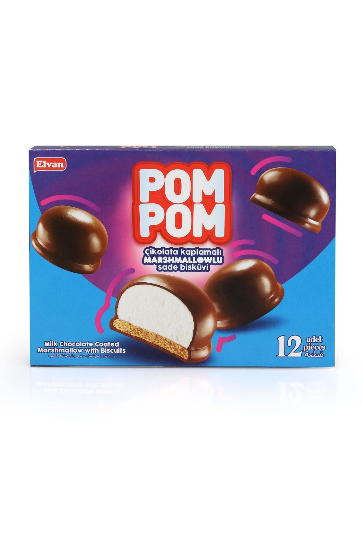 Elvan Pompom Sütlü Çikolata Kaplı Marshmallowlu Bisküvi 156 Gr. (1 Paket)