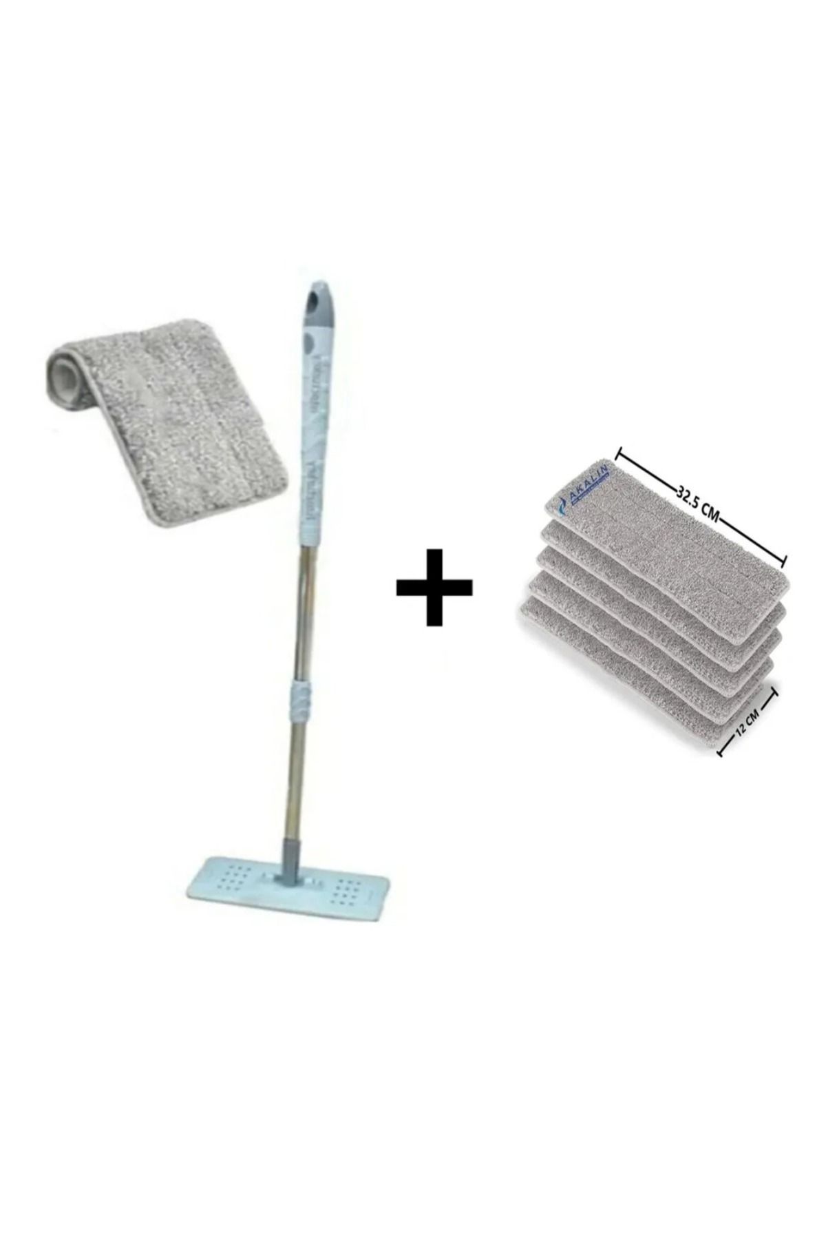 teknotrust 6 Parça Temizlik Seti, 105 cm Metal Sopa, Yedek Mop ve Tablet Temizlik Malzemeleri