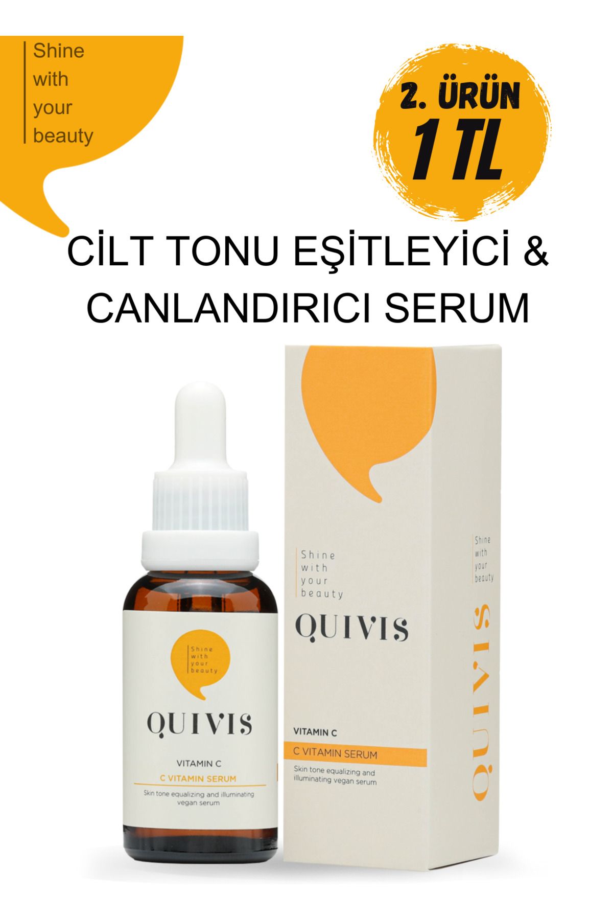 Quivis Cilt Tonu Eşitleyici ve Gözenek Sıkılaştırıcı C Vitamini Serum 30 ML