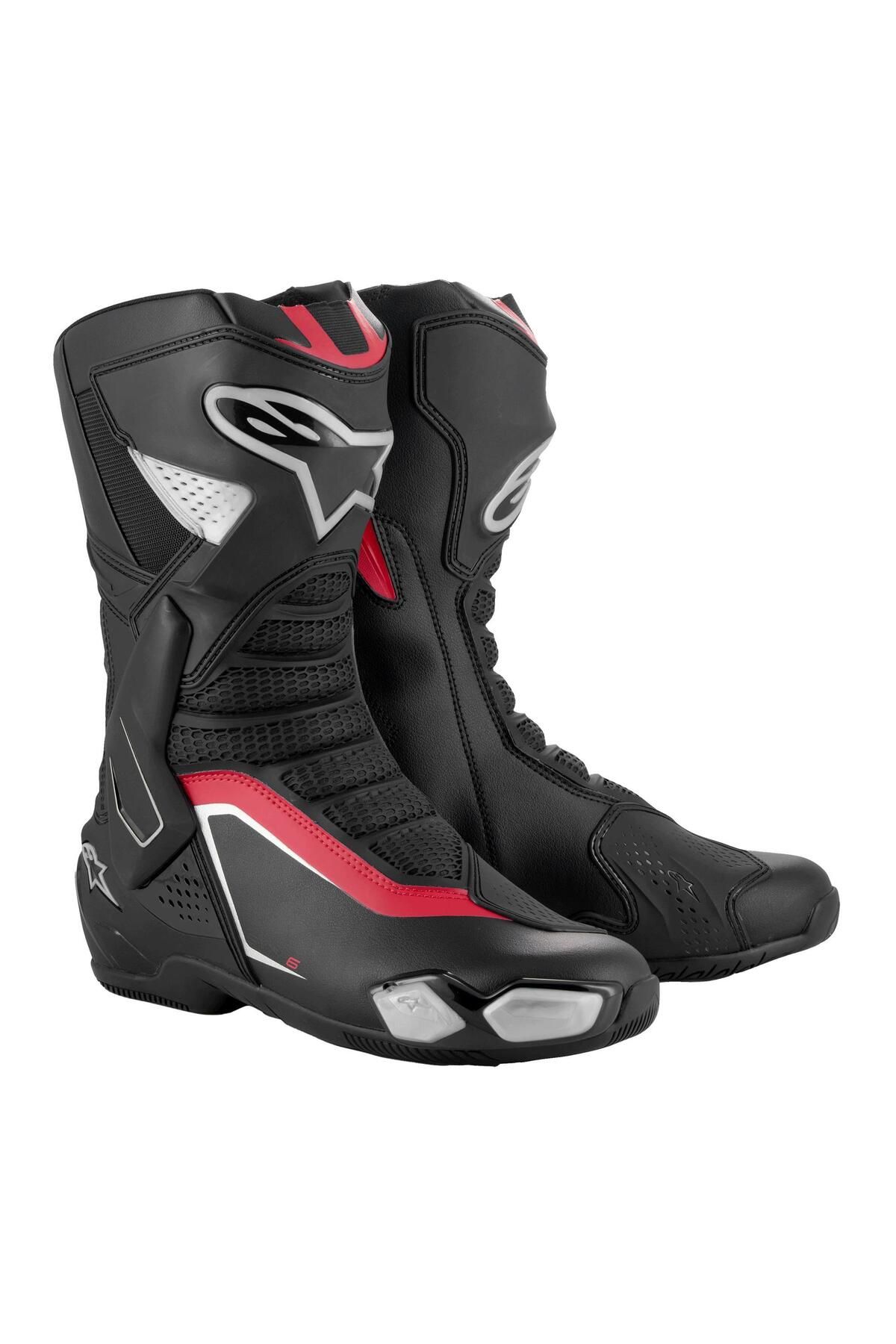 Alpinestars SMX-6 V3 Korumalı Motosiklet Botu Siyah / Gümüş / Kırmızı