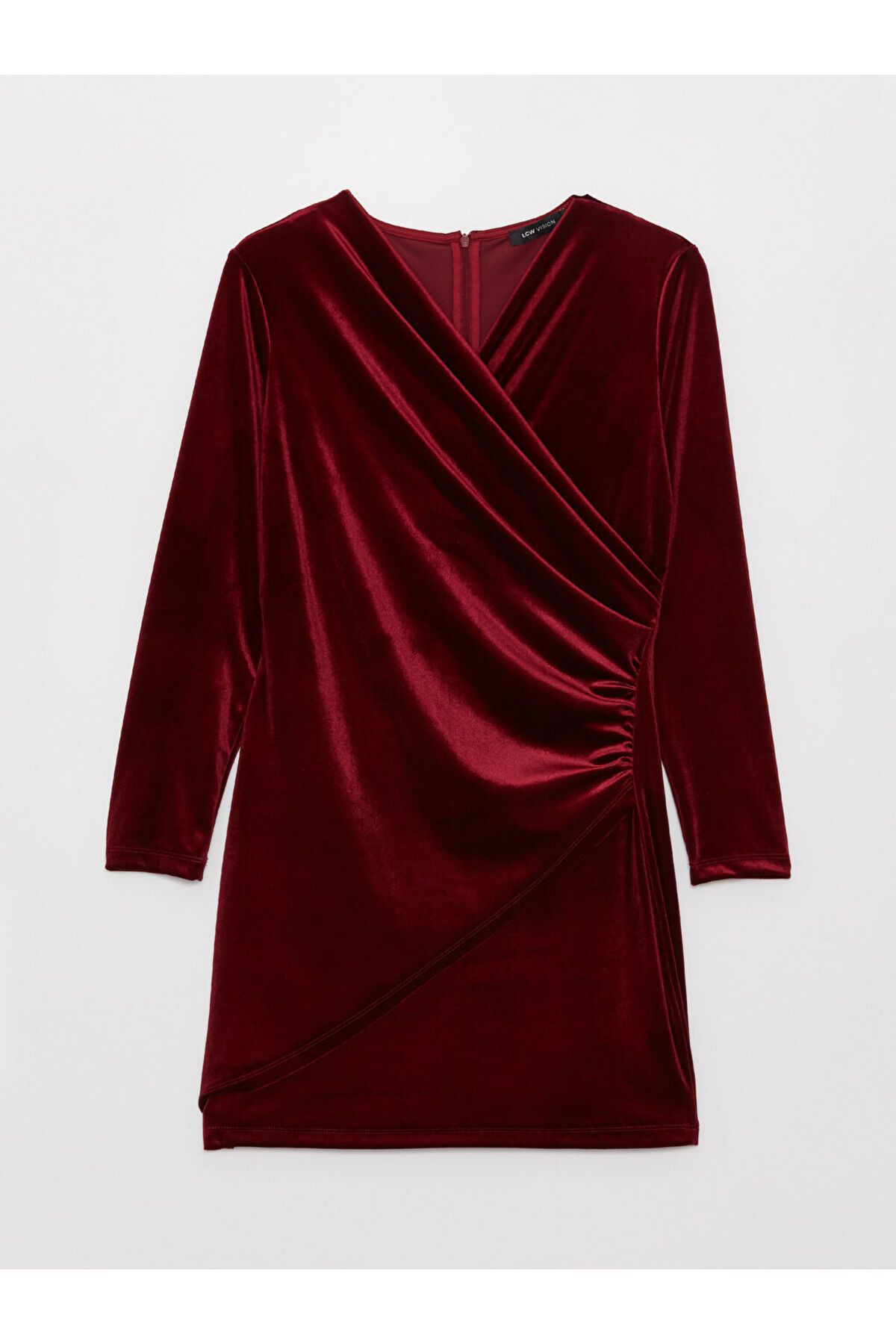 LC Waikiki-Zweireihiges, langärmeliges Damenkleid mit Kragen und Lederoptik 6