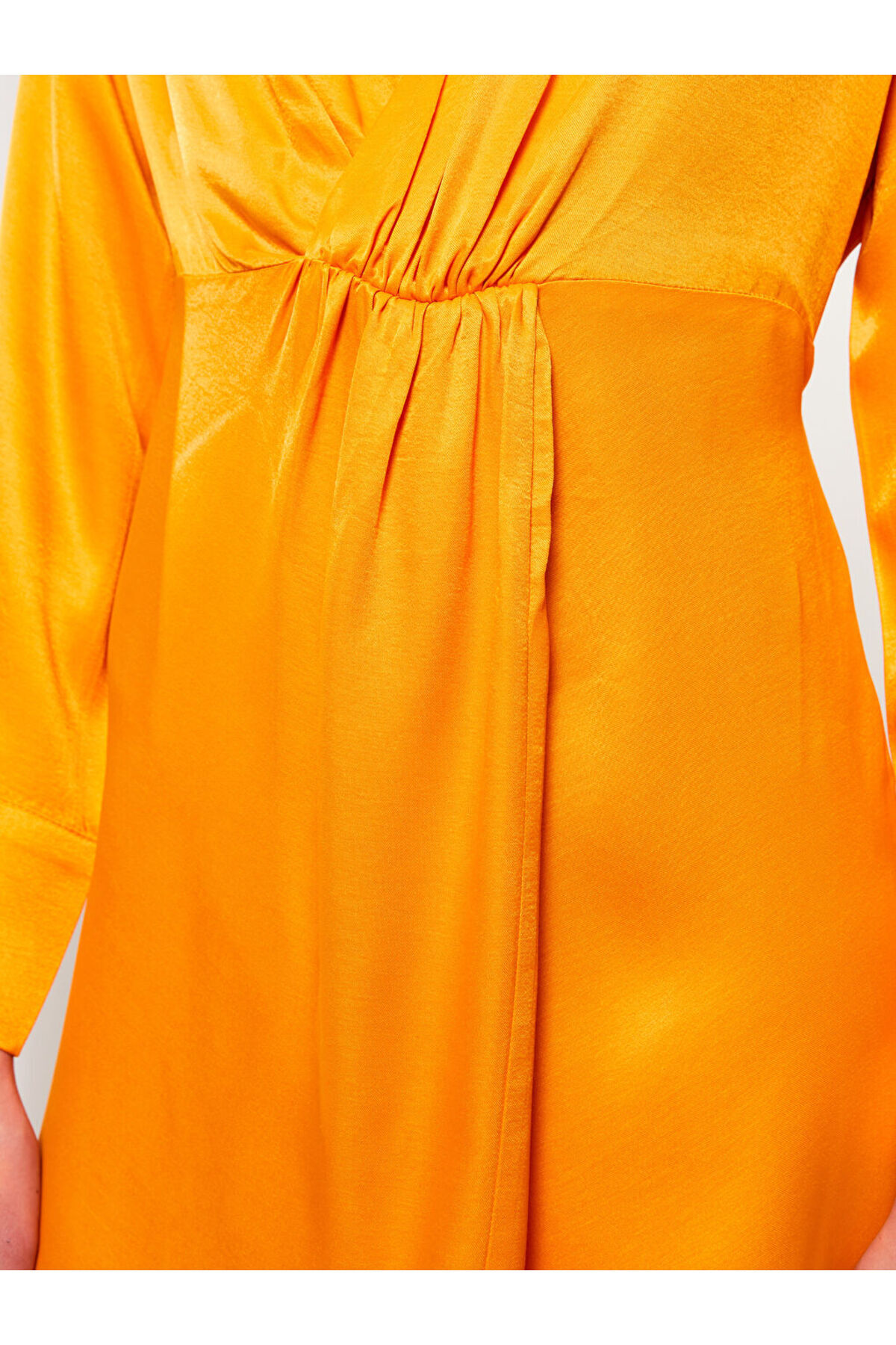 LC Waikiki-Rochie de dama din satin - guler camasa, uni, maneca lunga 8