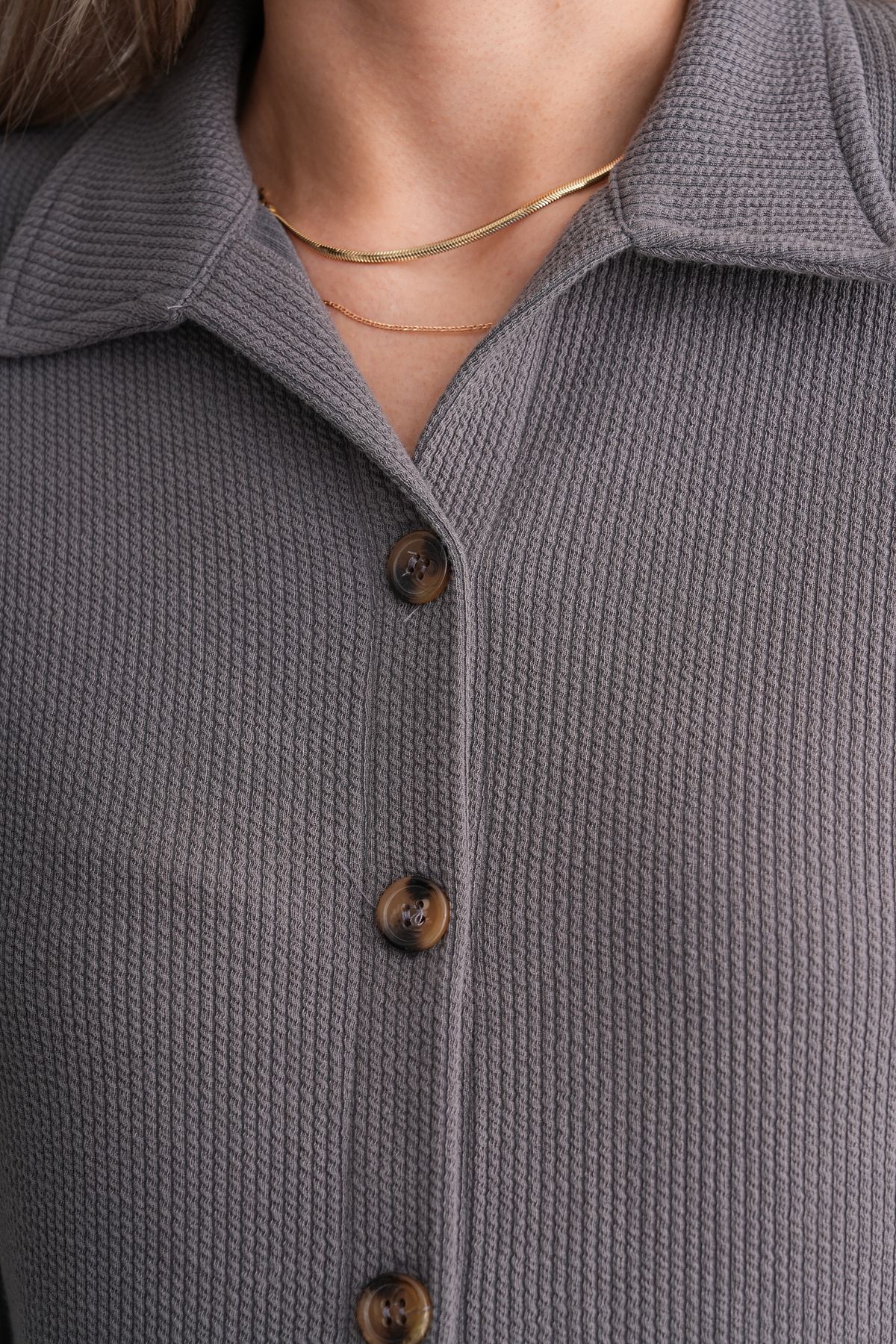 Miss Dünya Lissa-Pregnant and Maternity Bottom Top Suit with Front Button Corded Twisted Fabric Pockets 5