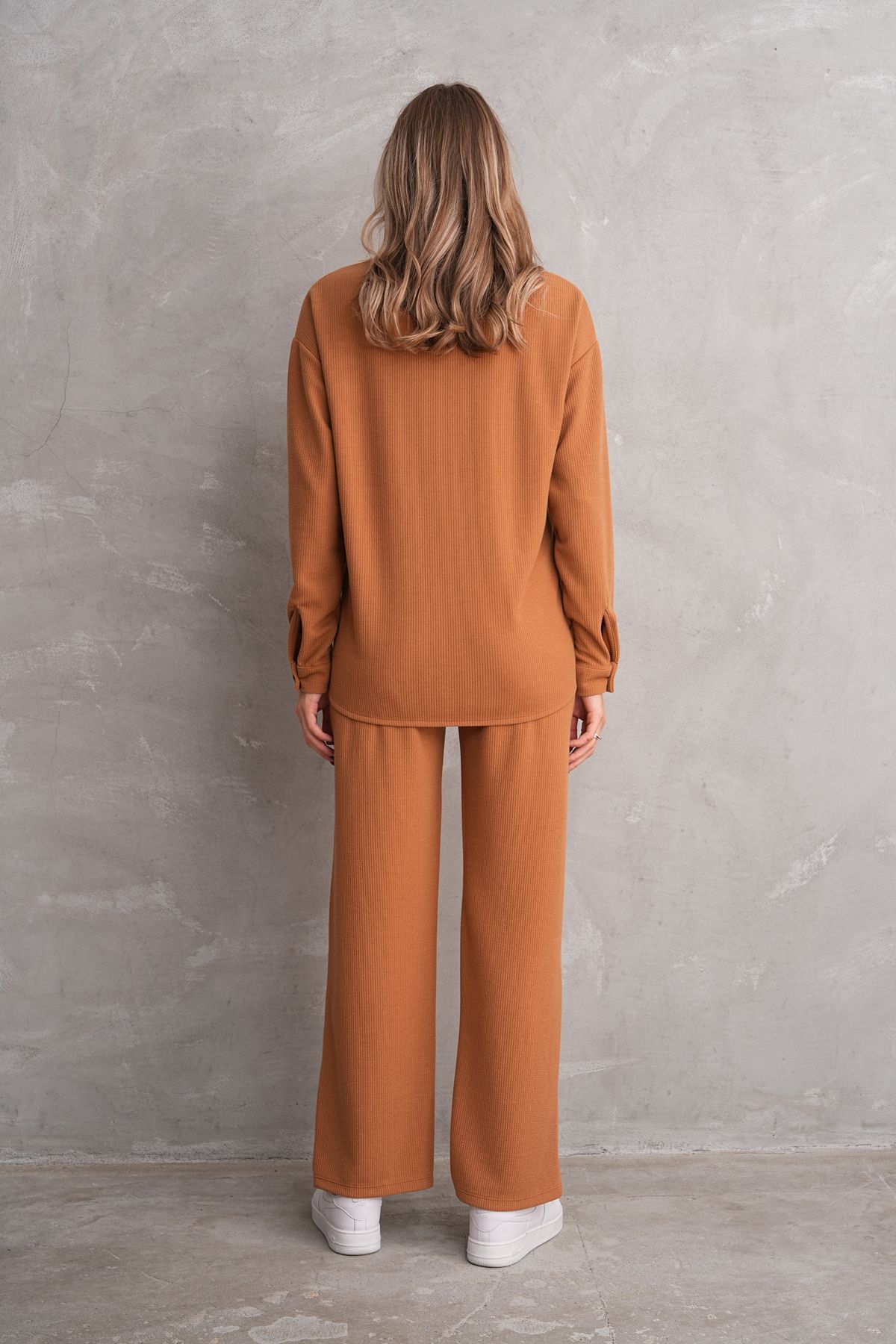 Miss Dünya Lissa-Pregnant and Maternity Bottom Top Suit with Front Button Corded Twisted Fabric Pockets 6