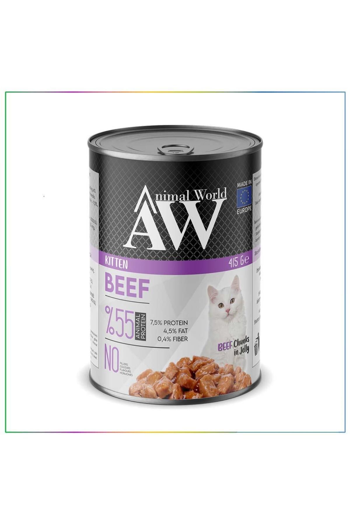 Animal World Jöle İçerisinde Beef Sığır Etli Yavru Kedi Konservesi 415 Gr x 24 Adet