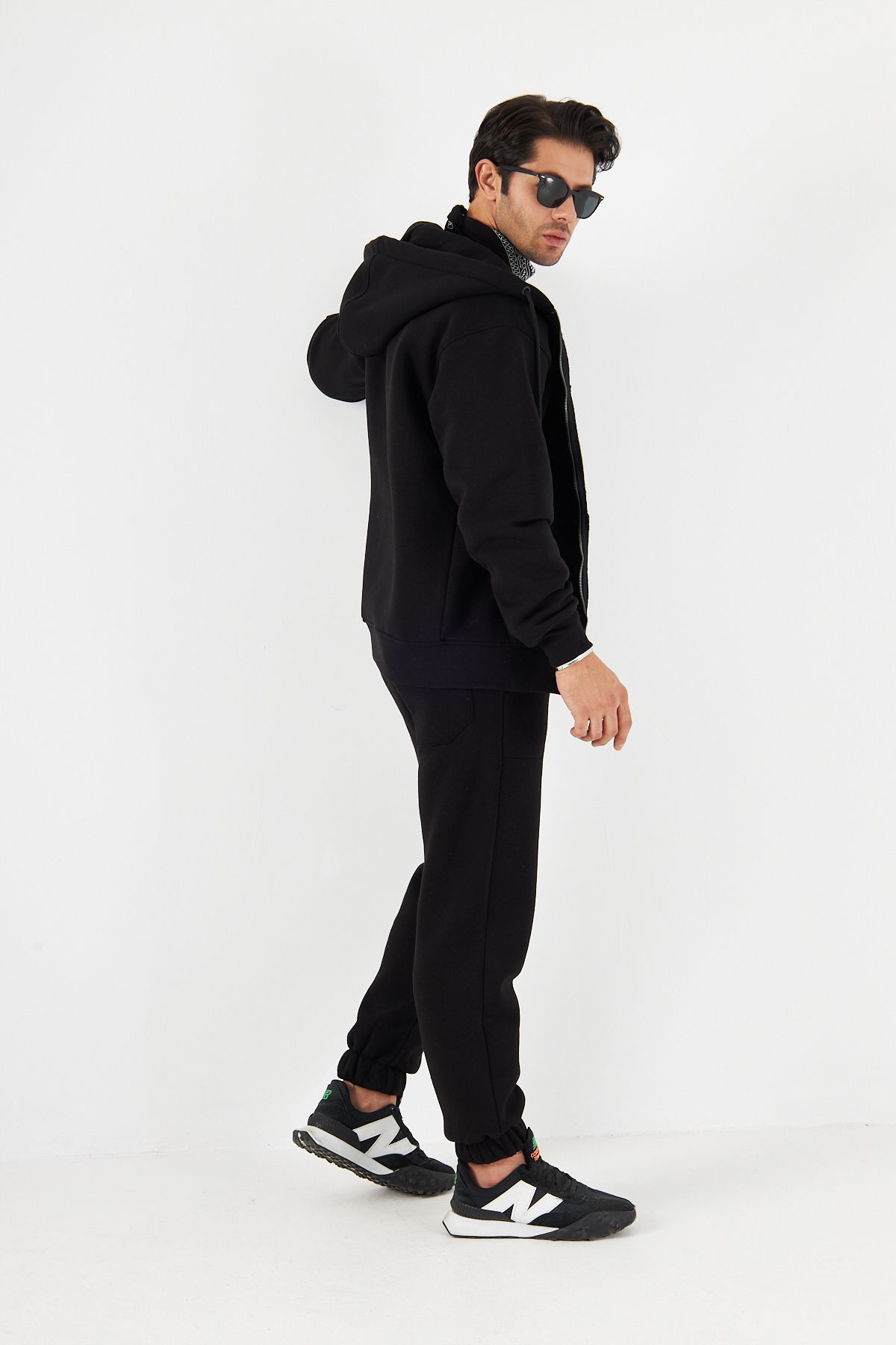 The Champ Clothing-Set de pantaloni de sport cu buzunar cangur, cu glugă, cu fermoar, cu buzunare elastice în talie și picior 5