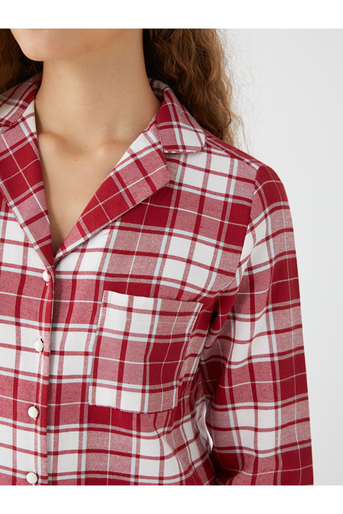 LC Waikiki-LCW DREAM Plaid Shirt Collar Long Sleeve Women's Pajamas Set 3