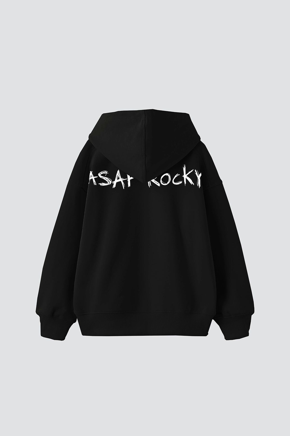 Sekizbiraltı-Unisex Asap Rocky Printed Premium Black Oversize Hoodie 2