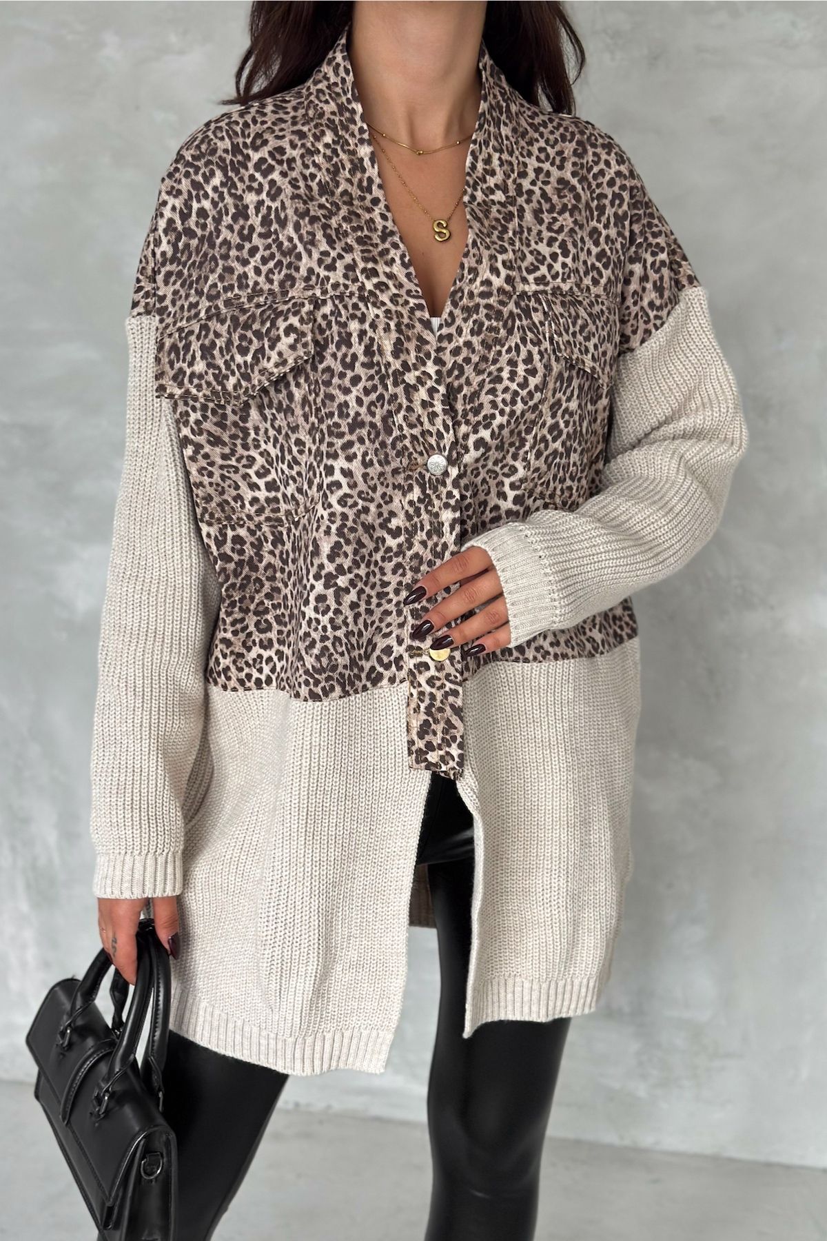FEMELLE-Jachetă de blugi supradimensionată pentru femei, mărime standard, cu model leopard 4