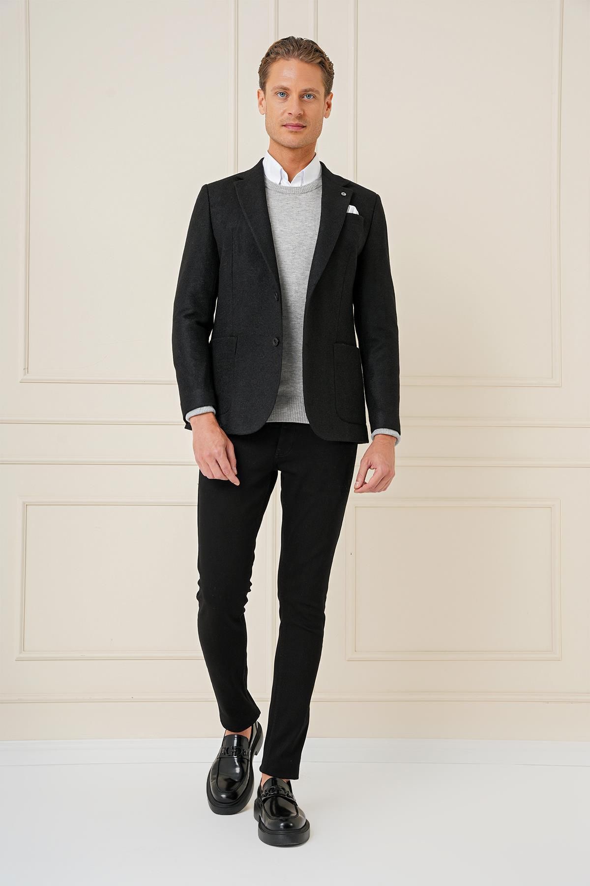 کاپشن اسپرت مشکی Slim Fit C 689 Efor