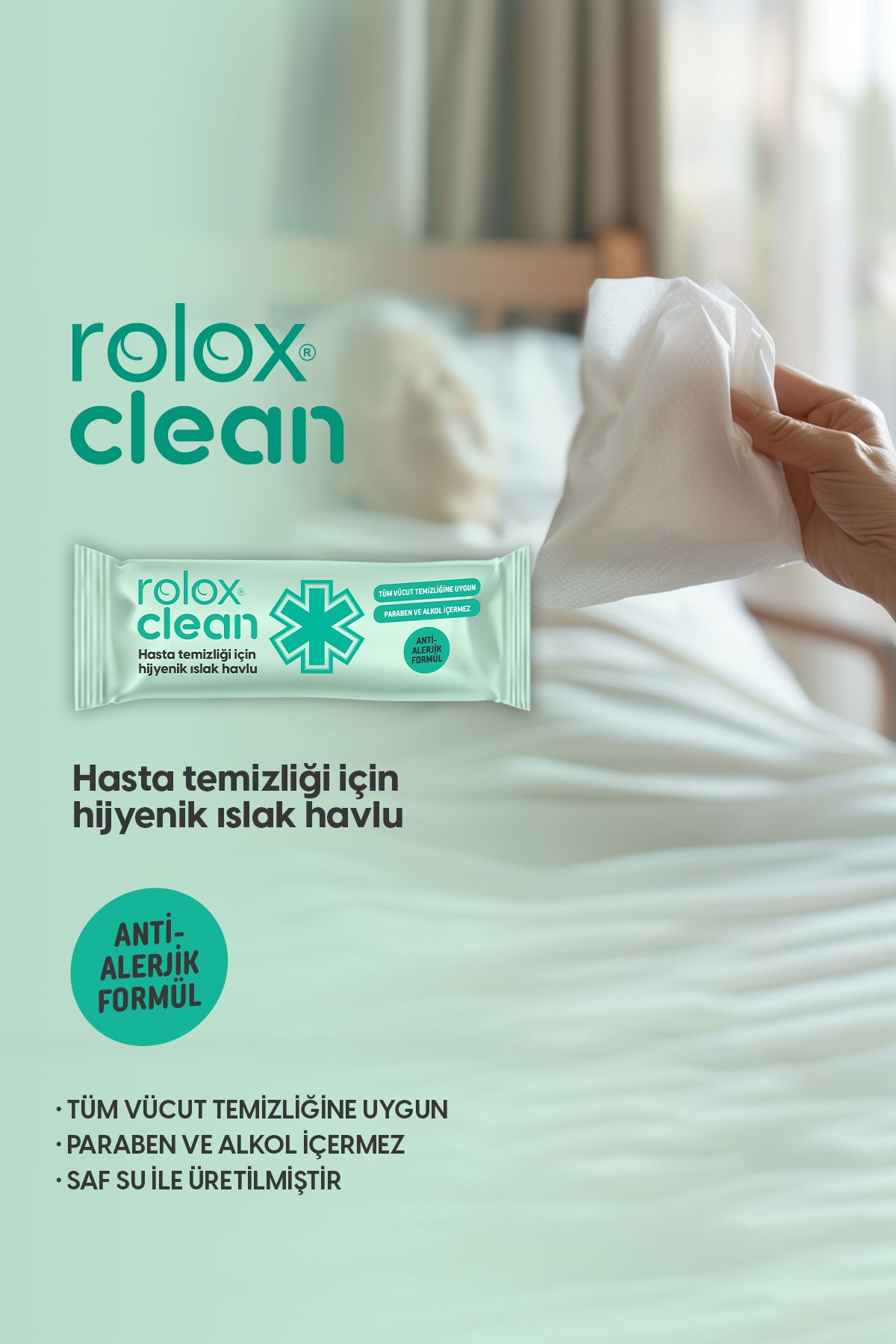 Rolox Clean - 50 Paket – Hasta Temizliği Için Hijyenik Islak Havlu