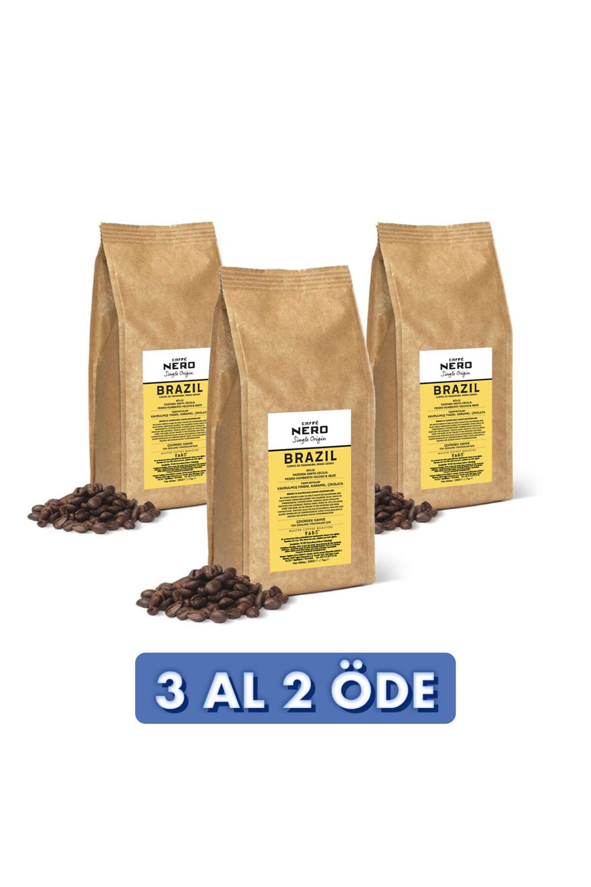 Caffé Nero Brazil Çekirdek Kahve 3 Paket (600GR)