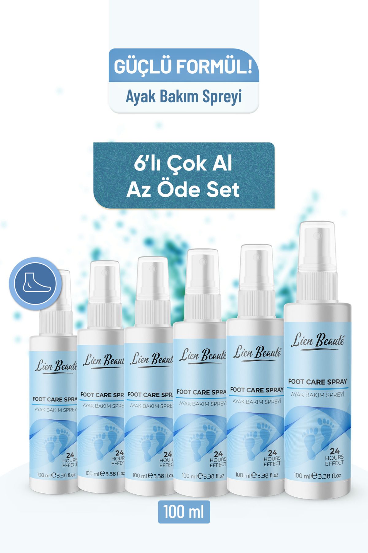 Lien Beaute Ayak Ayakkabı Koku Giderici , Tırnak , Kaşıntı Ve Cilt Bakım Destek , Ferahlatıcı Sprey 6'lı Paket