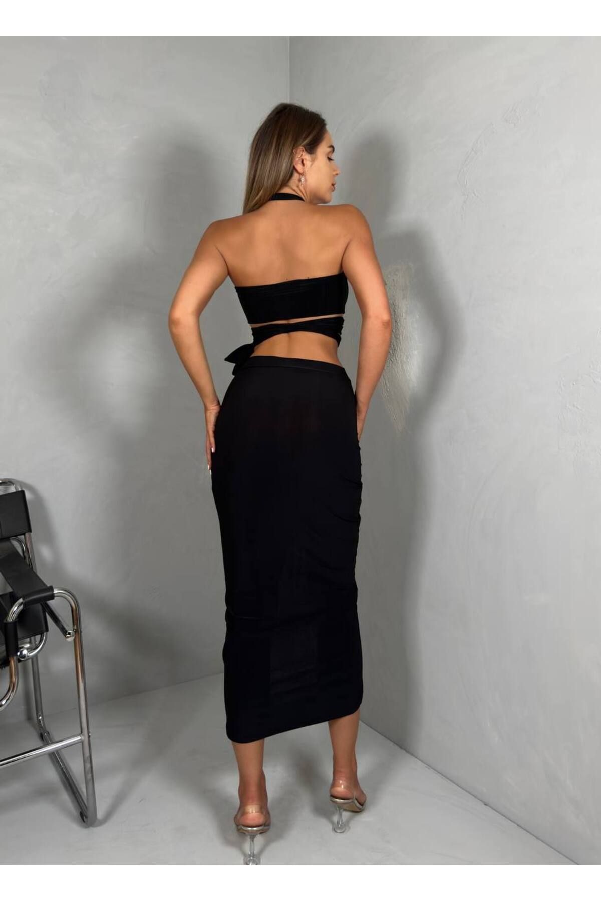 Miss-Drawstring Detail Midi Size Double Set 3