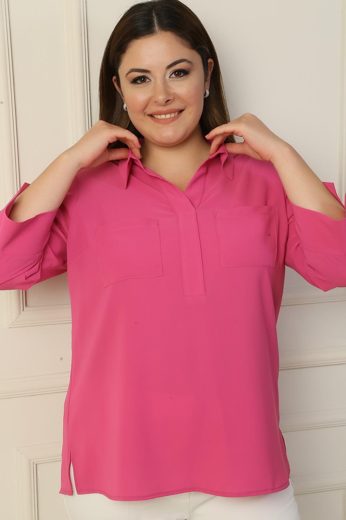 LipLipo Polo Yaka Cepli Çeyrek Kol B.B. Bluz