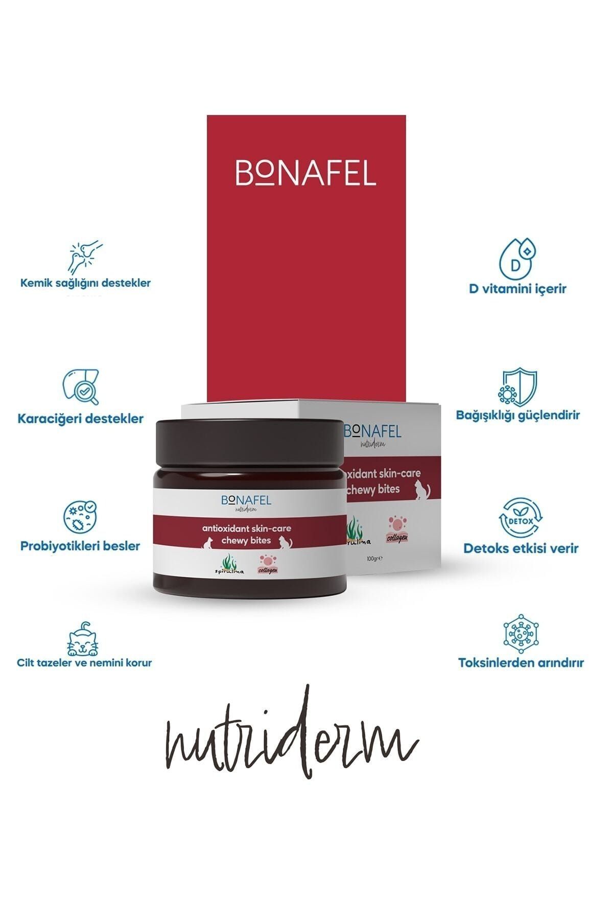 Bonafel Kedi Ve Köpekler Için Deri Ve Tüy Sağlığı Çiğneme Tableti 100 gr (50 TABLET) - Collagen, Omega 3-6