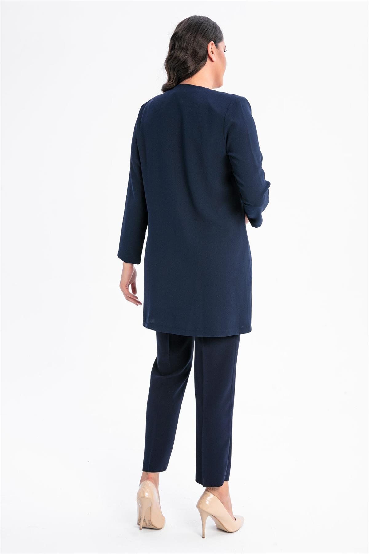 By Saygı-Plus Size Jacket Set with Stony Collar and Undershirt Inside 5