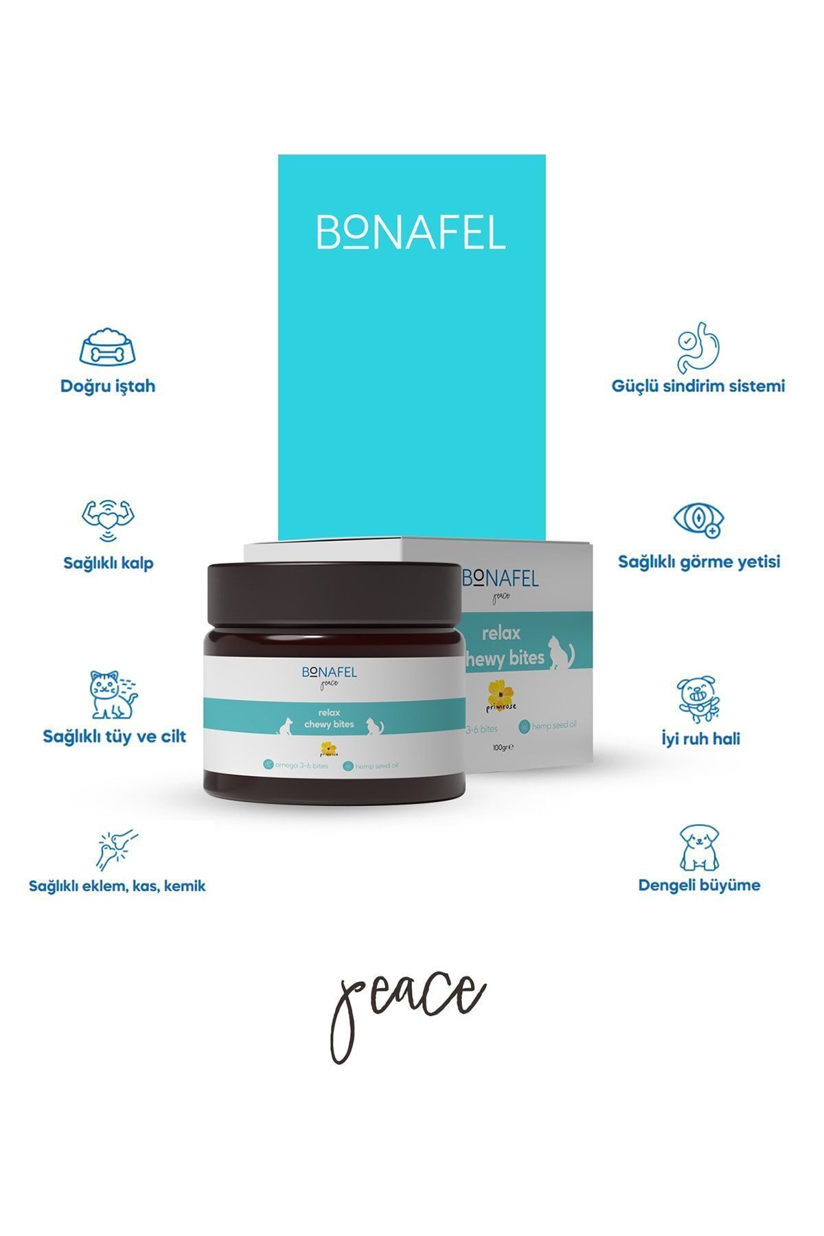 Bonafel Kedi Ve Köpekler Için Anti-stress Çiğneme Tableti 100 gr (50 TABLET) - Omega 3 Ve 6, Kenevir Yağı