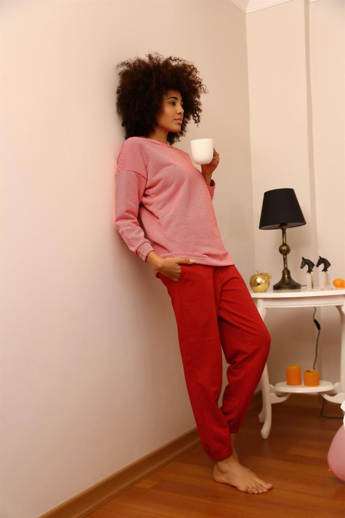 Fashi10 Kadın Uzun Kol 3 İplik Penye Pijama Takım 4184