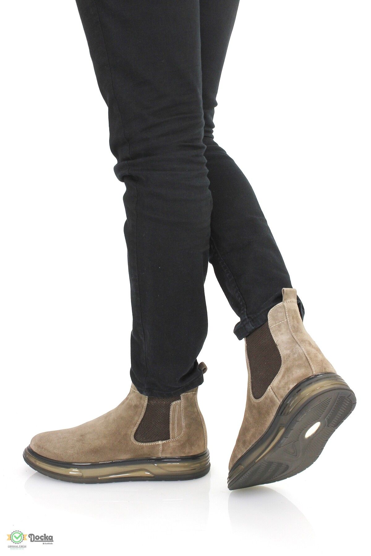 MARCOMEN-Men's Genuine Leather Air Sole Laceless Sports Style Boots Mr4K/Bt20001 2