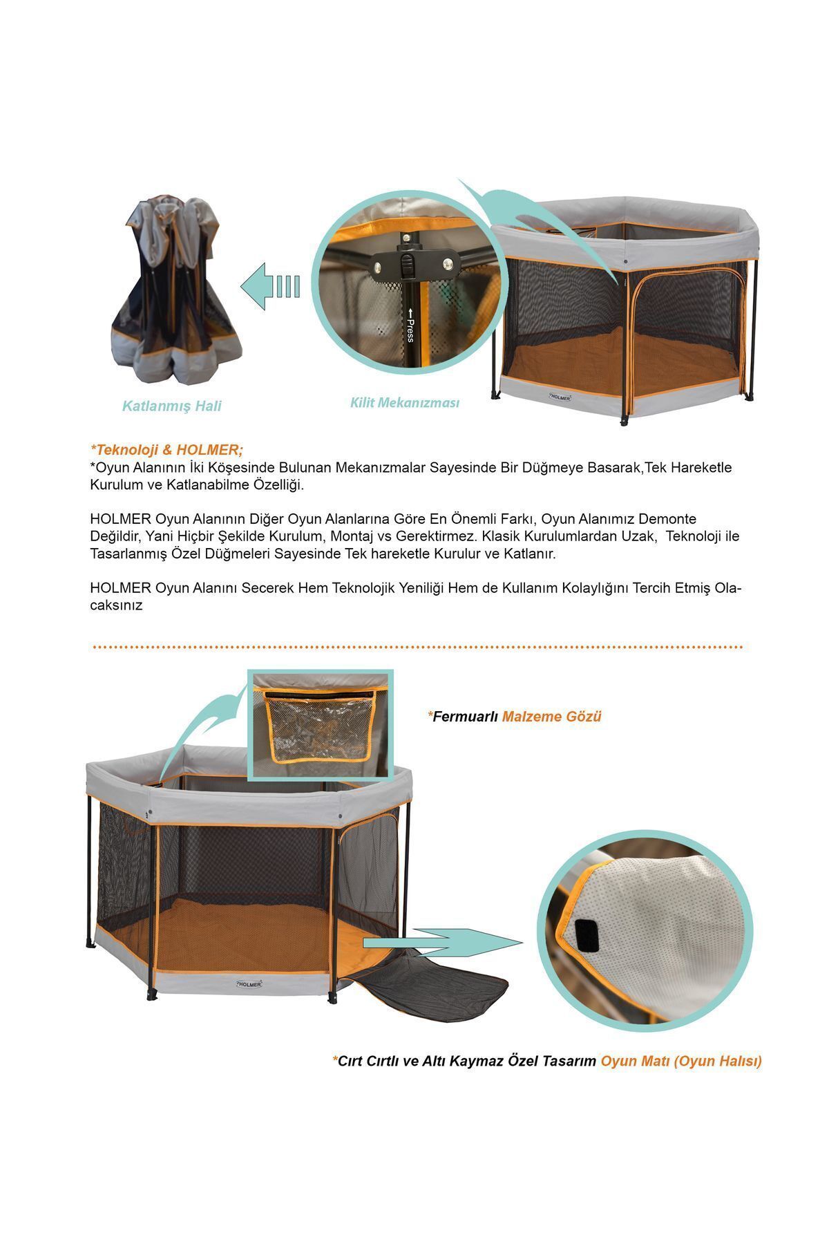 Holmer (Yatak Hediyeli) Kids Eurostyle Bebek ve Çocuk Oyun Alanı / Park Yatak / Oyun Parkı + Yatak fotoğrafı 3 (önizleme)