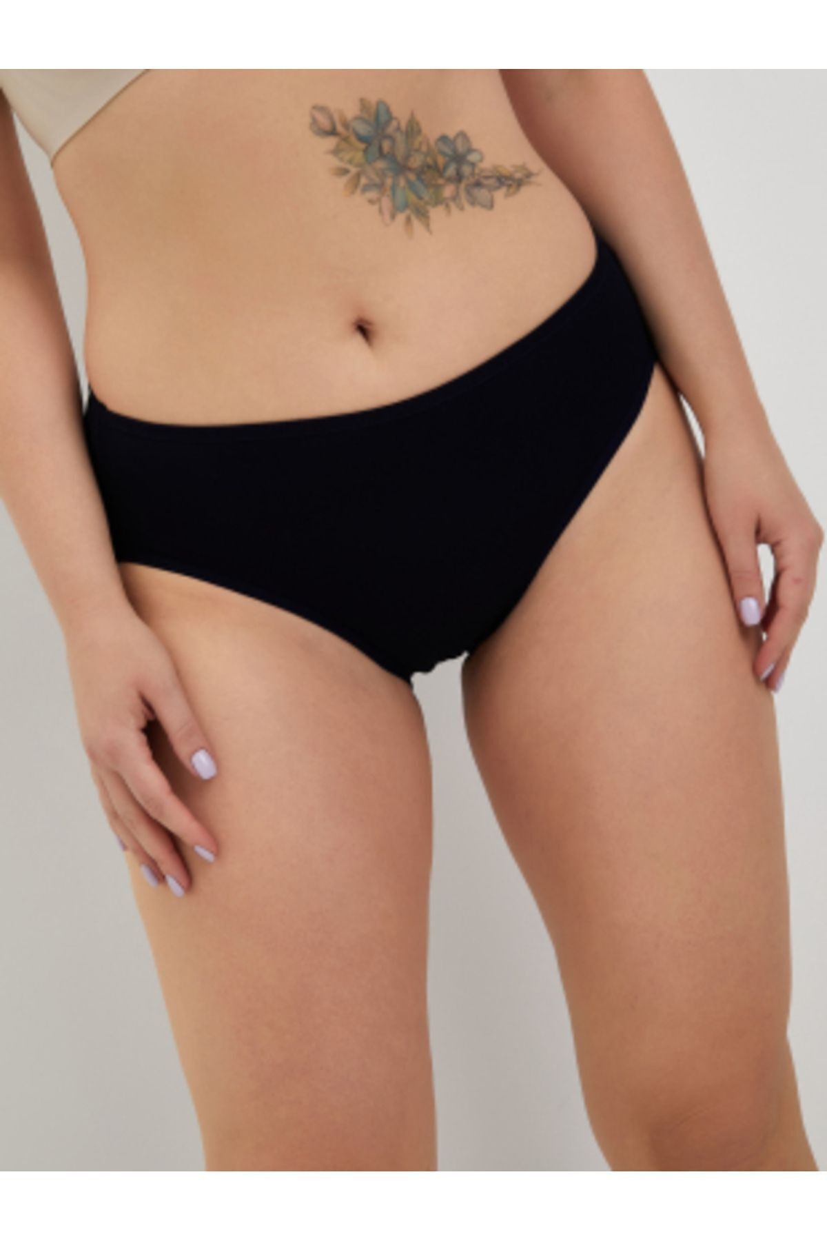 ALYA UNDERWEAR-Čierne bavlnené bedrové nohavičky - 5 kusov (S, M, L, XL, 2XL, 3XL, 4XL) 4