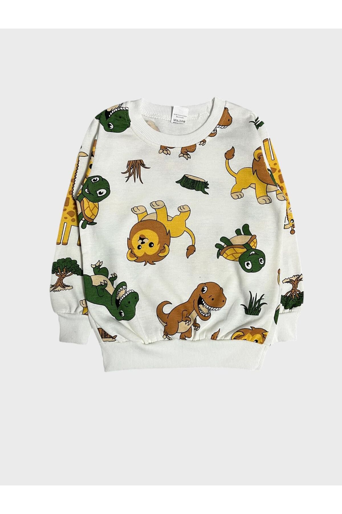 Fil Kids Erkek Çocuk Pamuklu Şardonlu Beyaz Safari Desenli Uzun Kollu Kışlık Pijama Takımı fotoğrafı 5 (önizleme)