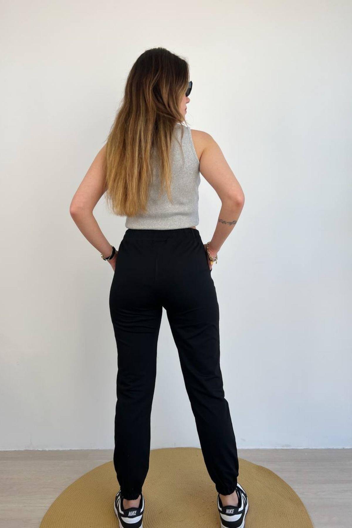 Mossta-Pantaloni de sport Jogger cu buzunar negri 4