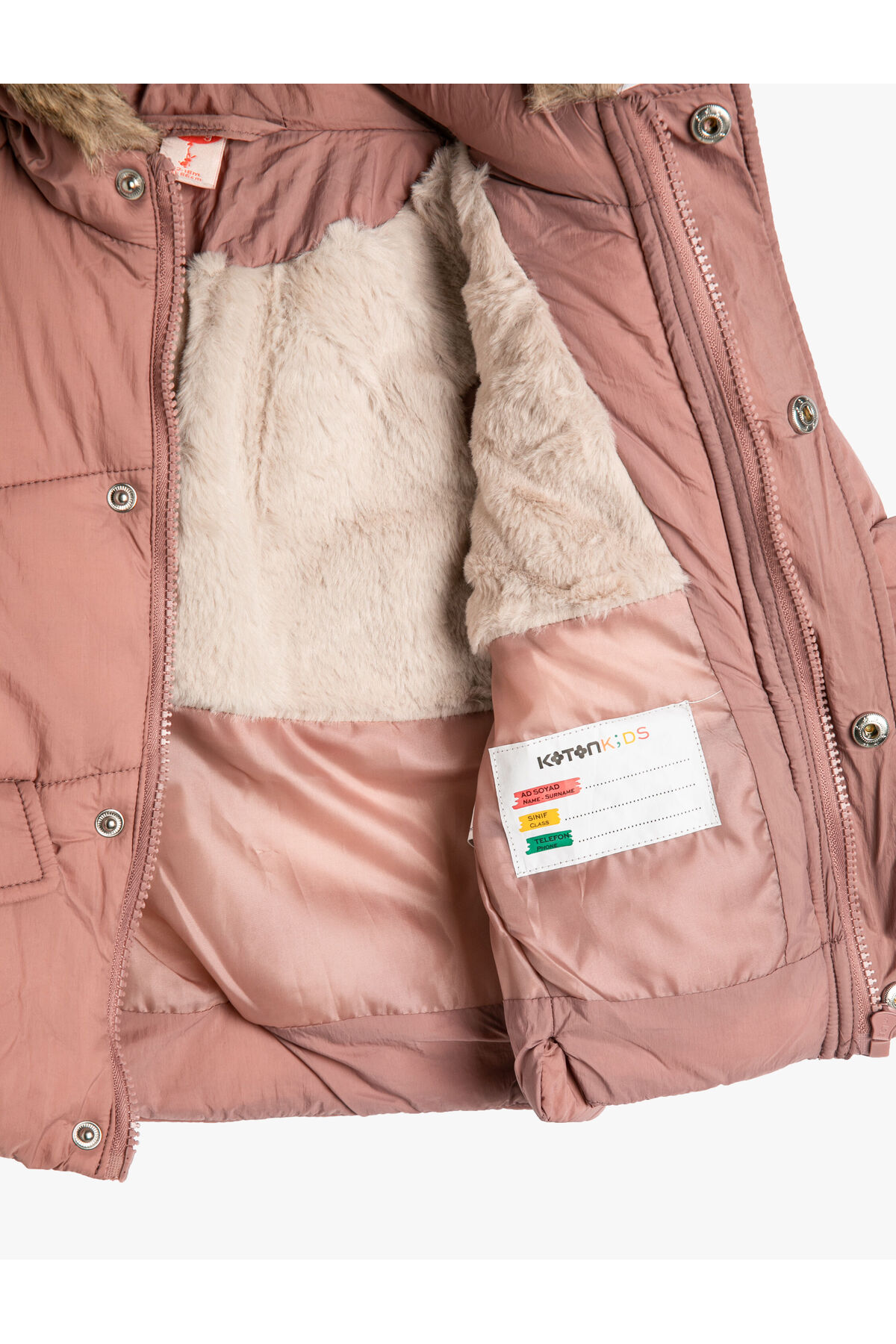 Koton Şişme Mont Kapşonlu Suni Kürk Detaylı Fermuarlı Cepli fotoğrafı 6 (önizleme)