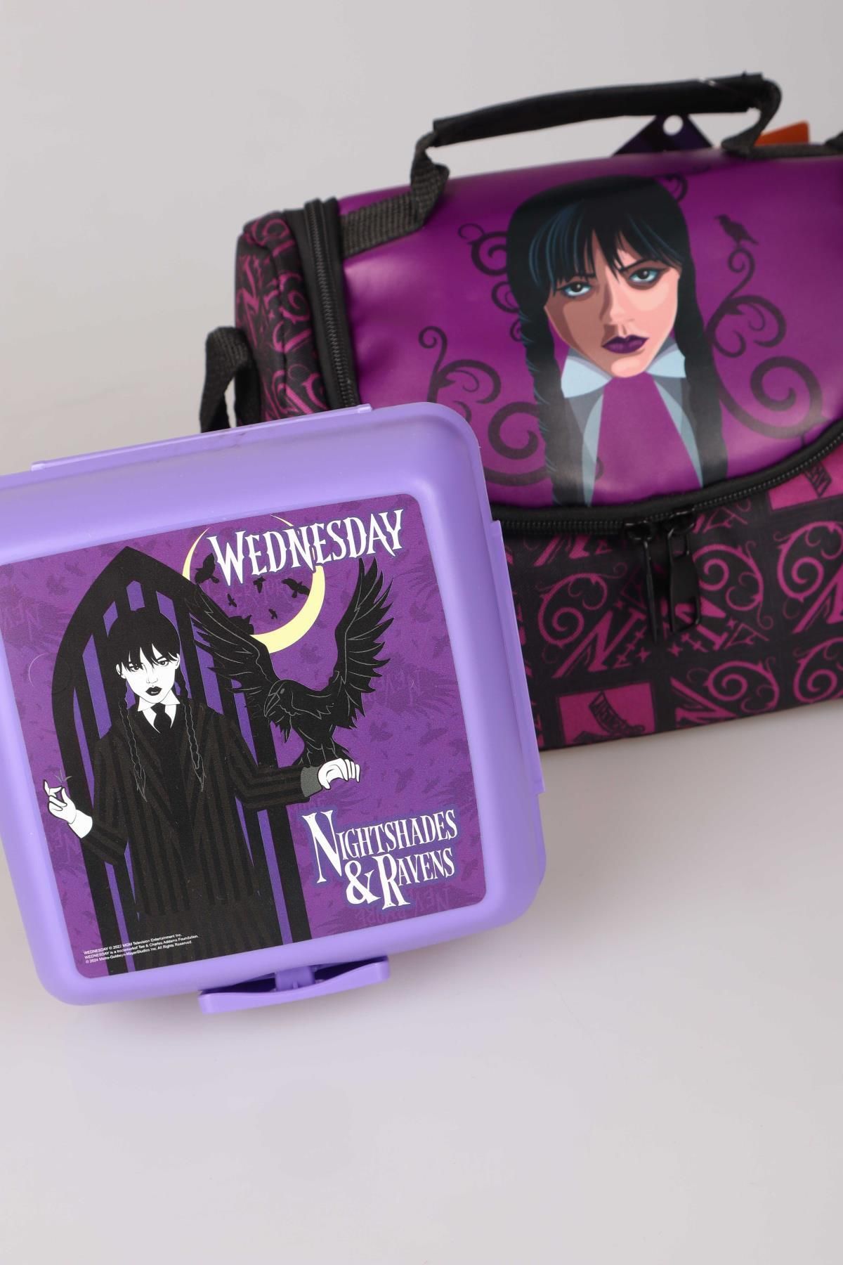 WEDNESDAY-New Season Licensed Wednesday Lunch Box - 700ml Tritan Flask and 2 Layer Lunch Box Food S 3