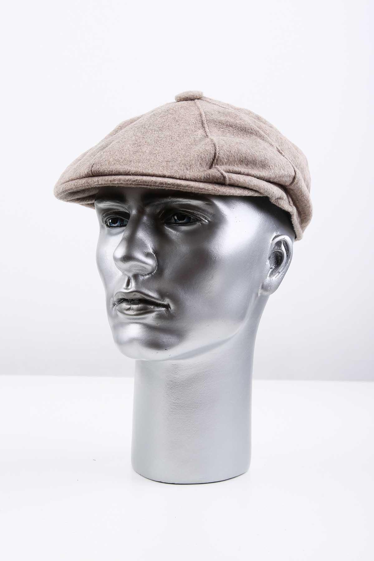  کلاه بیسبال مردانه پشمی ساده بژ KST80