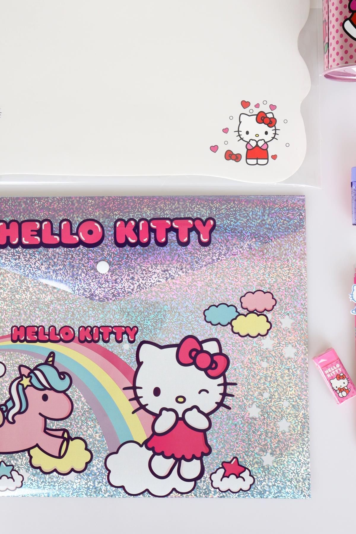 Hello Kitty-7 Pieces Licensed Stationery Set - Piggy BanK, Writing Board, Snap File, 2 Erasers, Pencil Sharpener 6