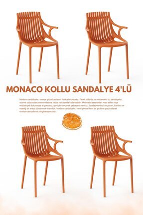 Daim Plastik MONAKO KOLLU  LÜX CAFE &  RESTAURANT  SANDALYESİ 4 Lü Set