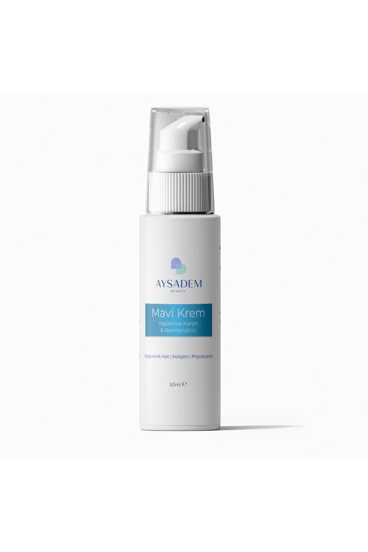 AYSADEM BEAUTY Nemlendirici Mavi Krem & Hyaluronik Asit & Kolajen & Phycocyanin