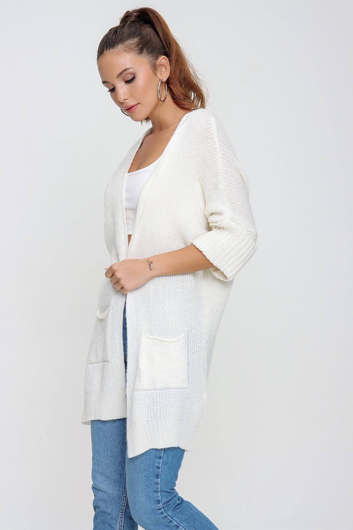 By Saygı-Bat Sleeve Pocket Mohair Cardigan 2