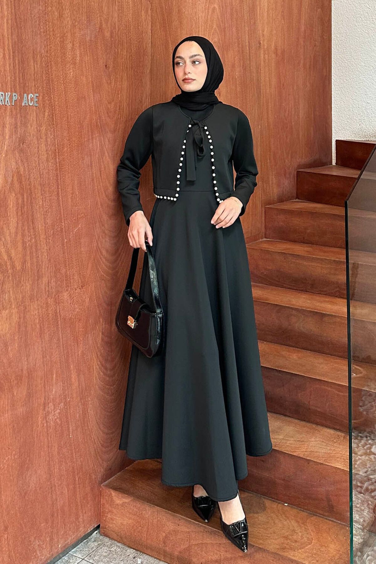 ست بالاپایین پوشیده سیاه زنانه پارچه SCUBA DETAIL اورجینال lamelif