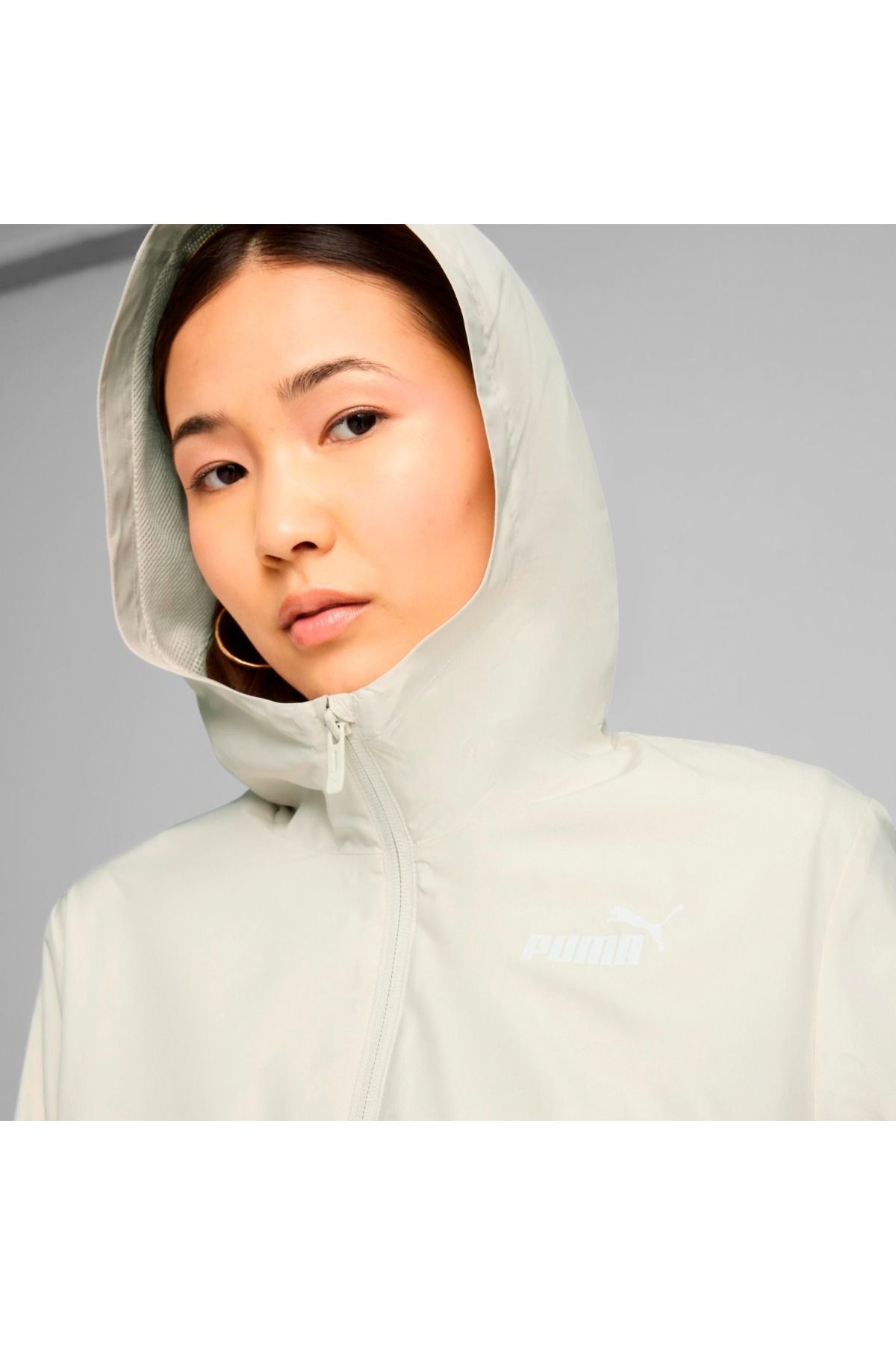 Puma-Essentials Solid Women's White Hooded Jacket 2