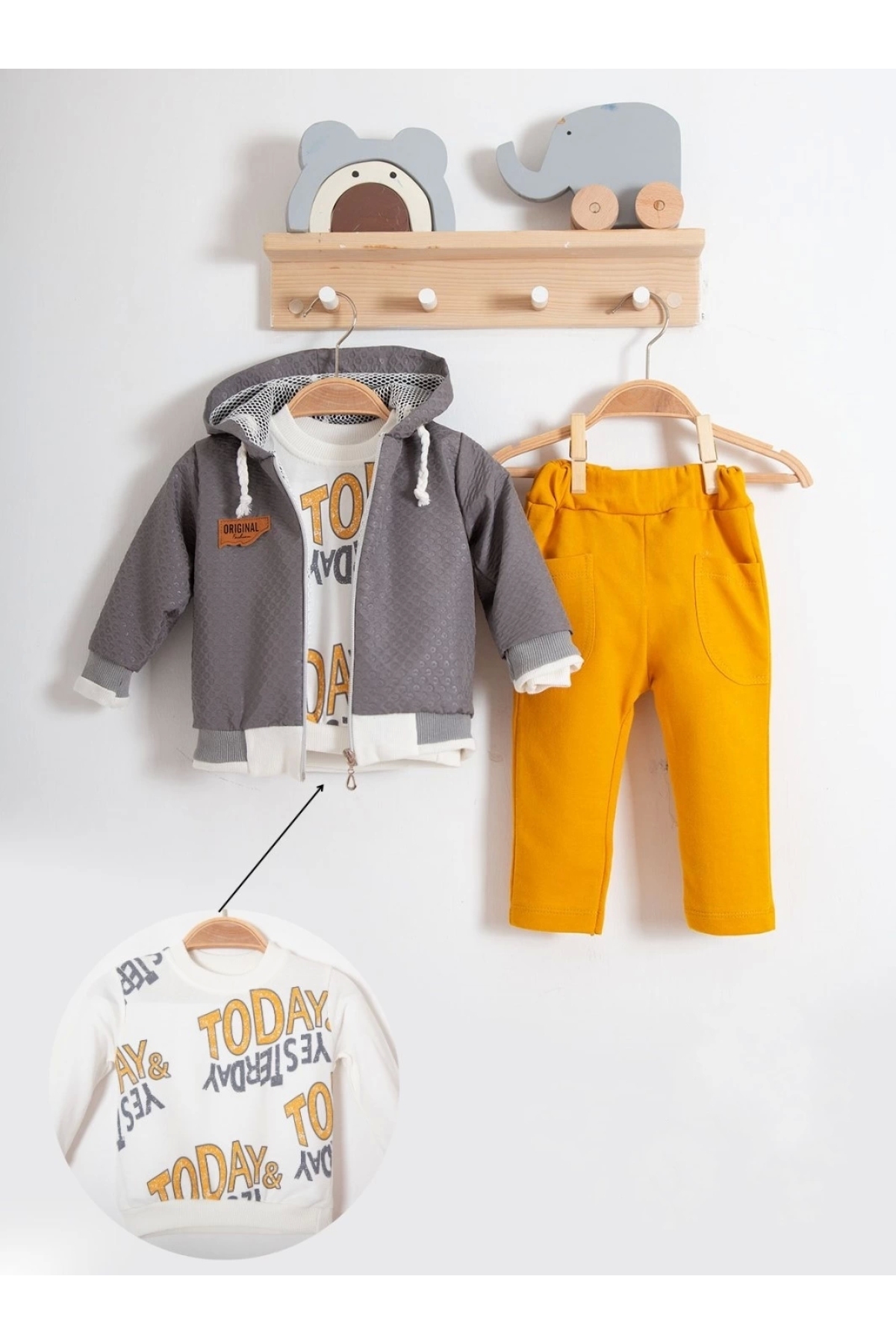 Babydonat Erkek Bebek Today Baskılı Yağmurluk 3'Lü Takım fotoğrafı 2 (önizleme)