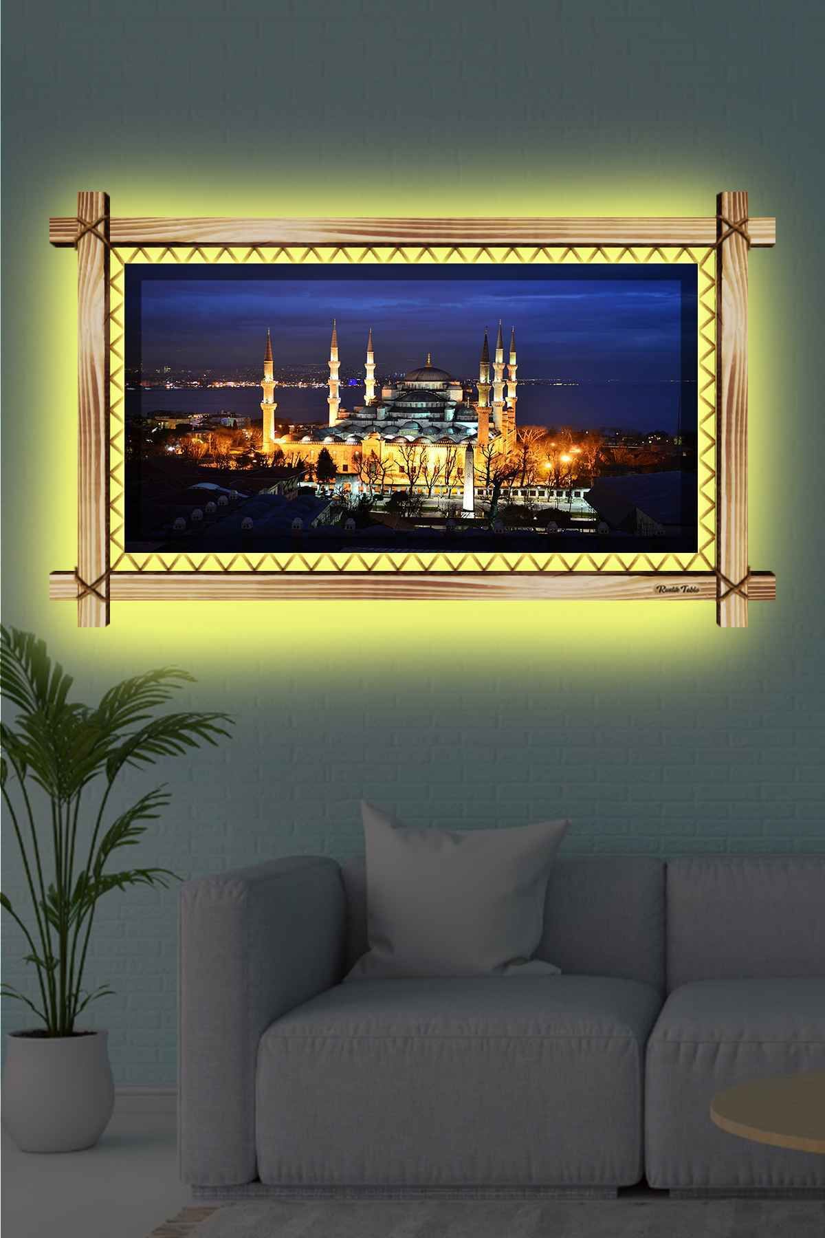 First Date İSTANBUL CAMİİ RUSTİK LEDLİ TABLO