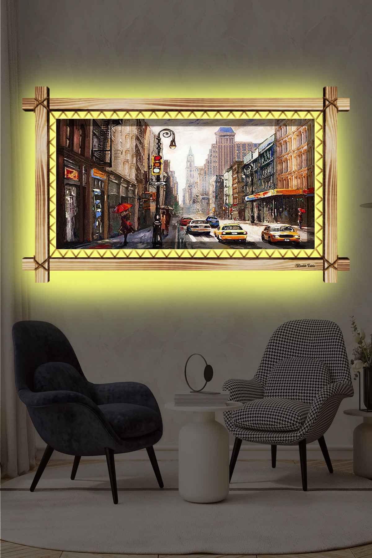First Date ROMA KIŞ SOKAK RUSTİK LEDLİ TABLO