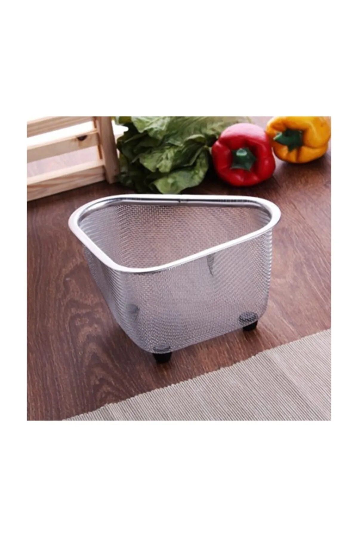 Fame Kıtchen-Stainless Steel Single Handle Strainer Set with 23cm and 24cm Barrier - 3 Pieces Round and Triangular Sink 4
