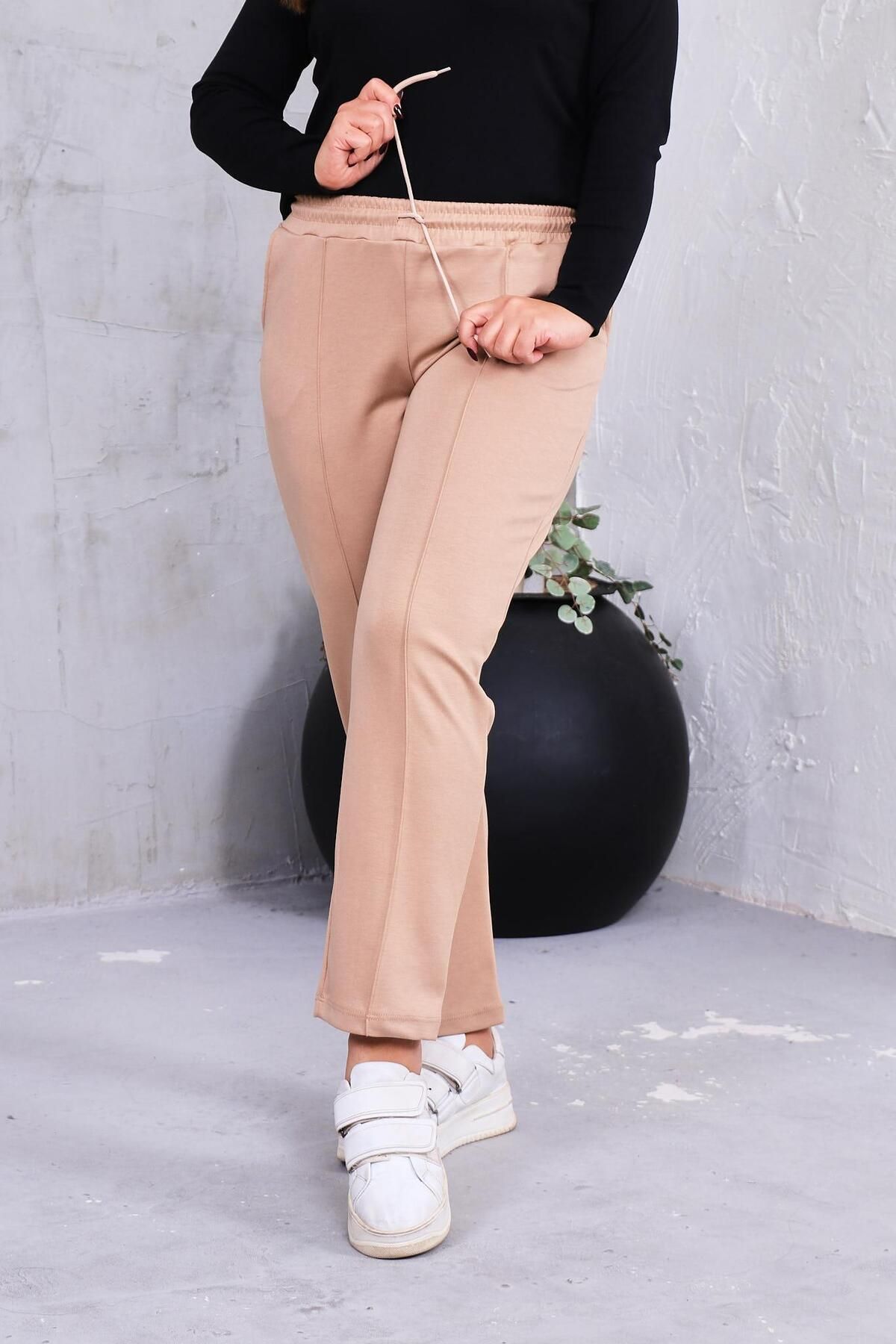 Siyezen-Plus Size Modal Fabric Trousers with Grass Front 5