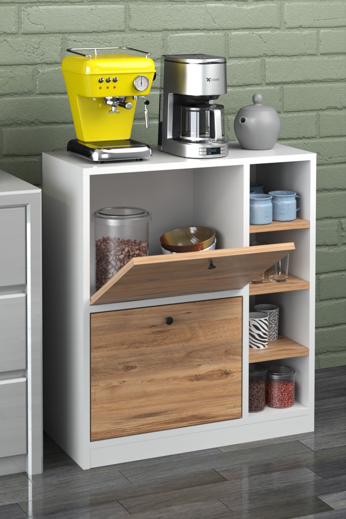 Zeds Creations Kahve Köşesi Mutfak Rafı Çok Amaçlı Dolap Mutfak