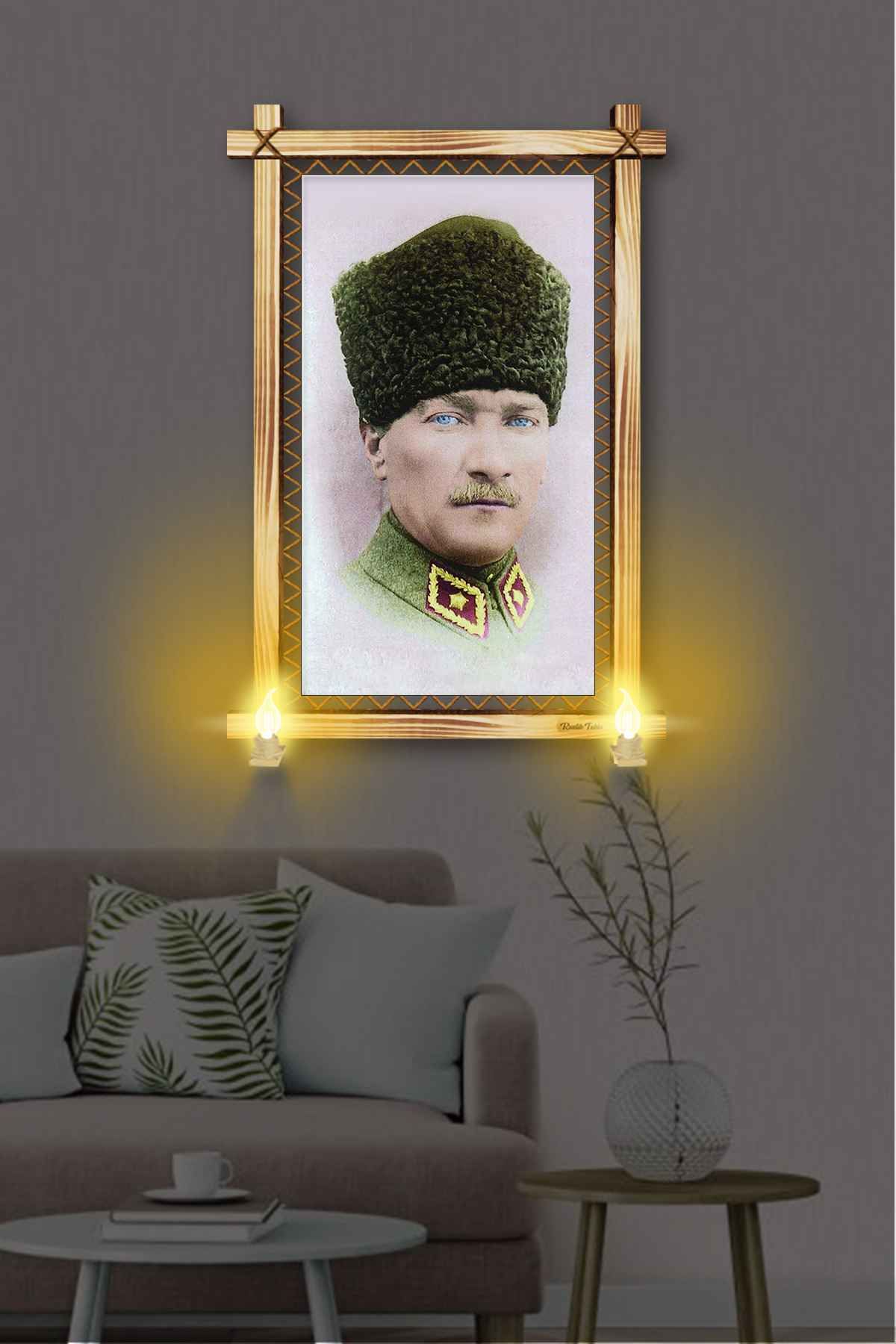 First Date ULU ÖNDER ATATÜRK RUSTİK LAMBALI TABLO