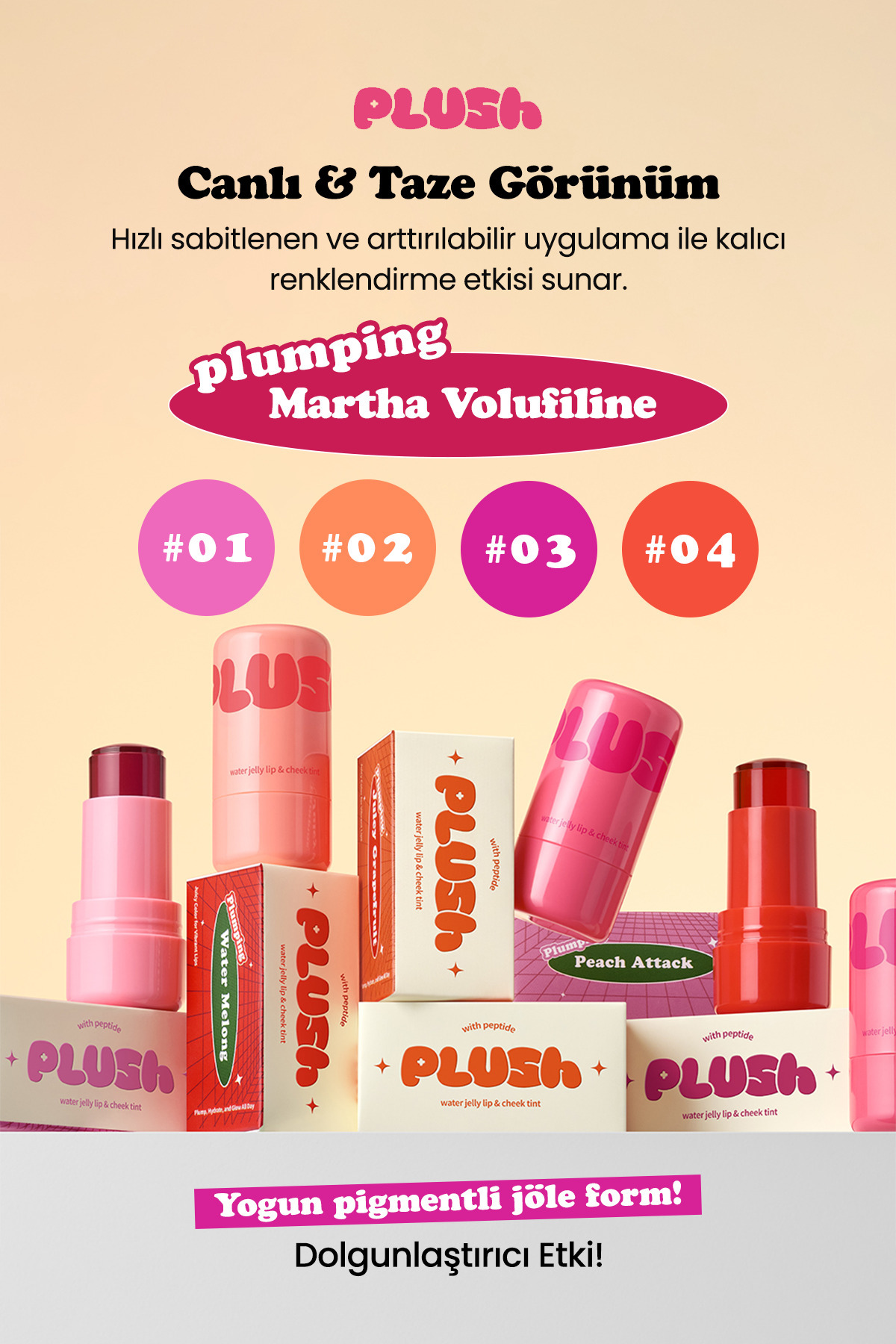 Plush Jelly Yanak ve Dudak Renklendirici Jel Tint Elensilia PLUSH Blush and Lip — قرمز PLUSHBLS01 — تصویر 3 از 5