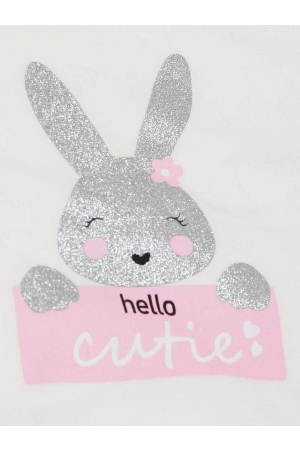 Zekids Kız Çocuk Simli Tavşan Desenli Pamuklu İnce Sweatshirt fotoğrafı 5 (önizleme)