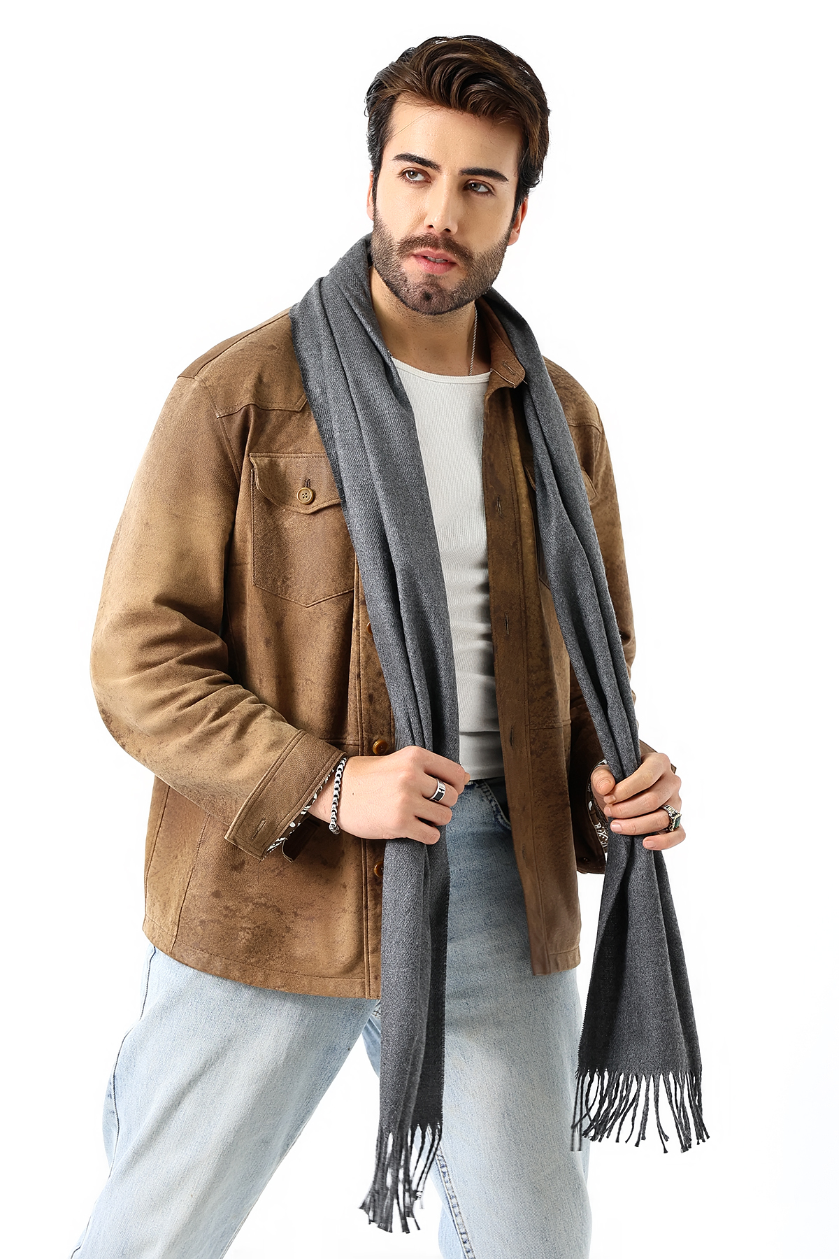 kdm kadim tekstil  Erkek Ekose Desenli Atkı